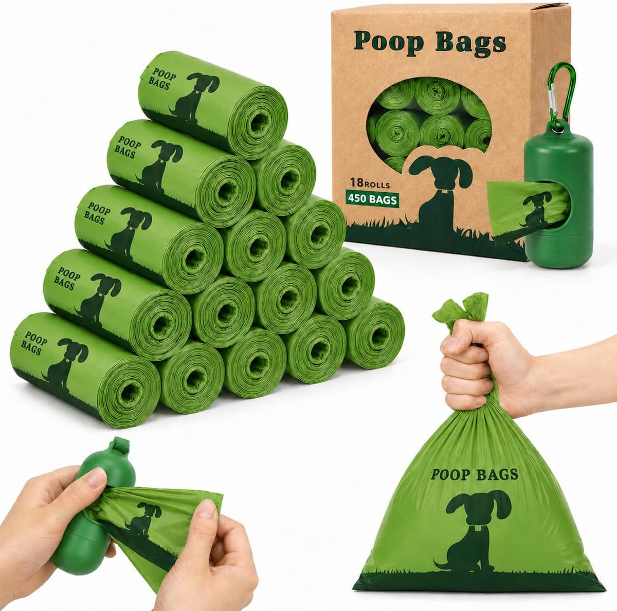 Bolsas para excrementos de perro con dispensador, pack 450