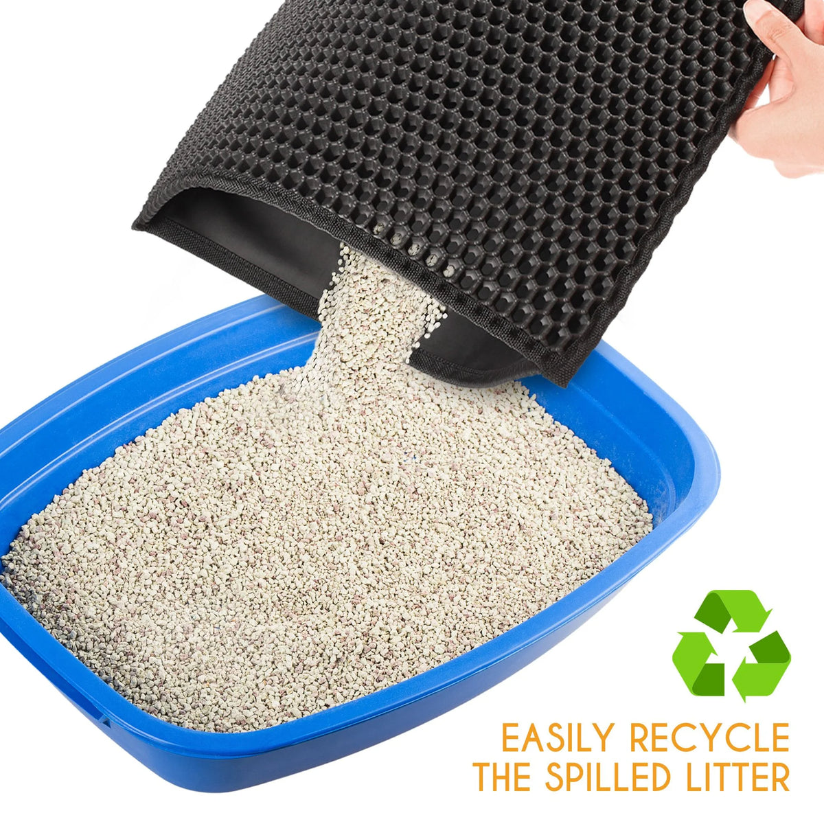 Premium Cat Litter Mat - Double Layer Waterproof Trapper, Non-Slip Design, 24x15 inches in Elegant Black