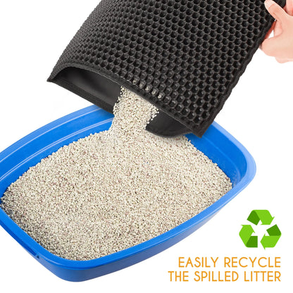 Premium Cat Litter Mat - Double Layer Waterproof Trapper, Non-Slip Design, 24x15 inches in Elegant Black