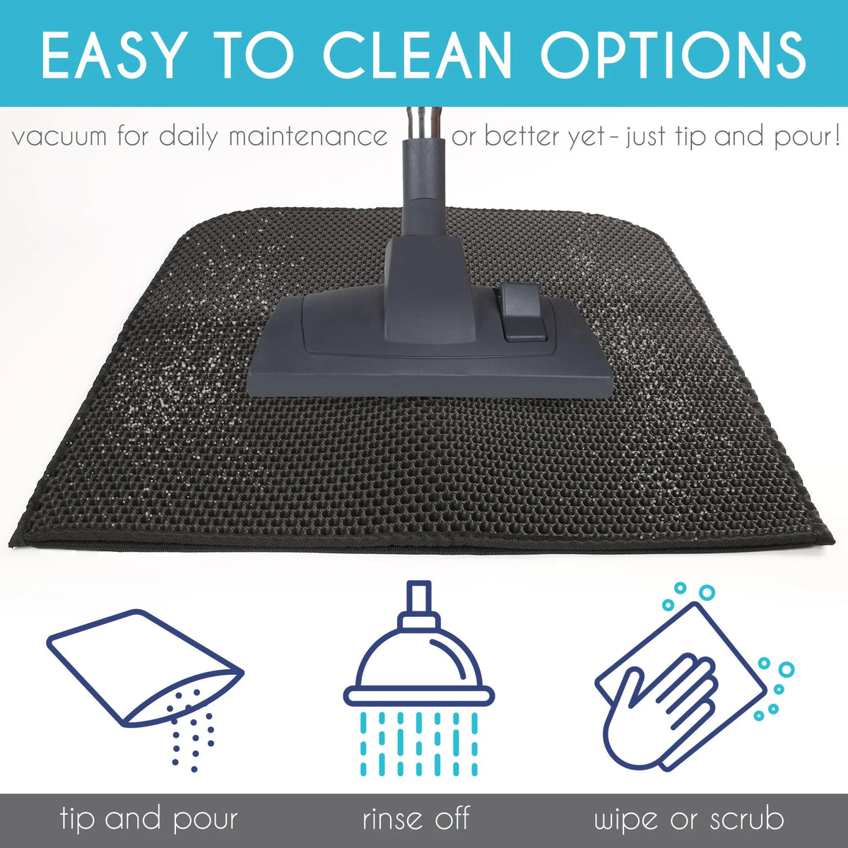 Premium Cat Litter Mat - Double Layer Waterproof Trapper, Non-Slip Design, 24x15 inches in Elegant Black