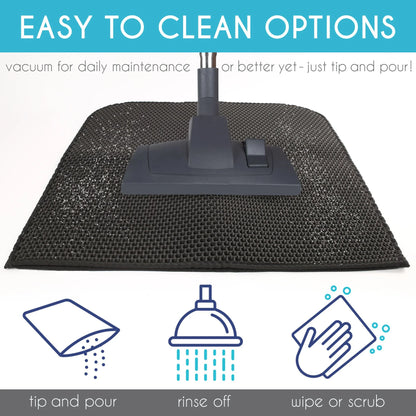 Premium Cat Litter Mat - Double Layer Waterproof Trapper, Non-Slip Design, 24x15 inches in Elegant Black
