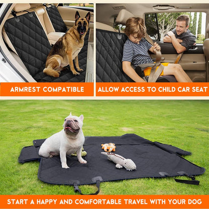 Premium Waterproof Dog Car Seat Cover - Durable Back Seat Protector for Pets, Compatible with Most Cars, SUVs, and Trucks (53” Width) - Black