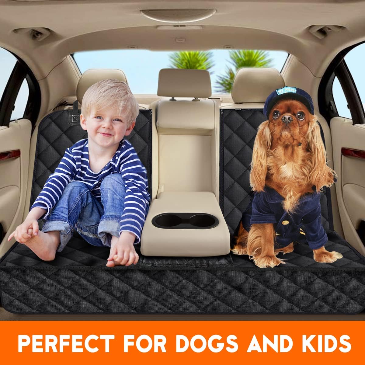 Funda impermeable para asiento trasero de coche para perros, 53" color negro