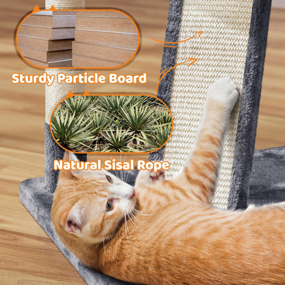 Yaheetech 69-Inch Cat Tree Tower with Dual Condos, Scratching Posts, and Cat-Ear Perches | Sturdy Anti-Wobble Base, Plush Basket, Climbing Ramp, Easy Assembly, Ideal for Large Indoor Cats and Multi-Pet Households, Dark Gray