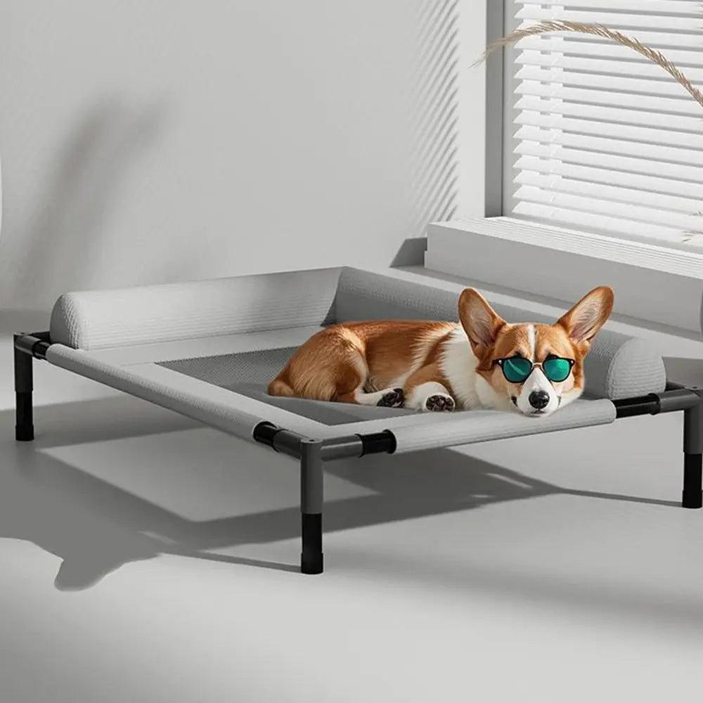 Cama Elevada con Malla Transpirable y Almohada