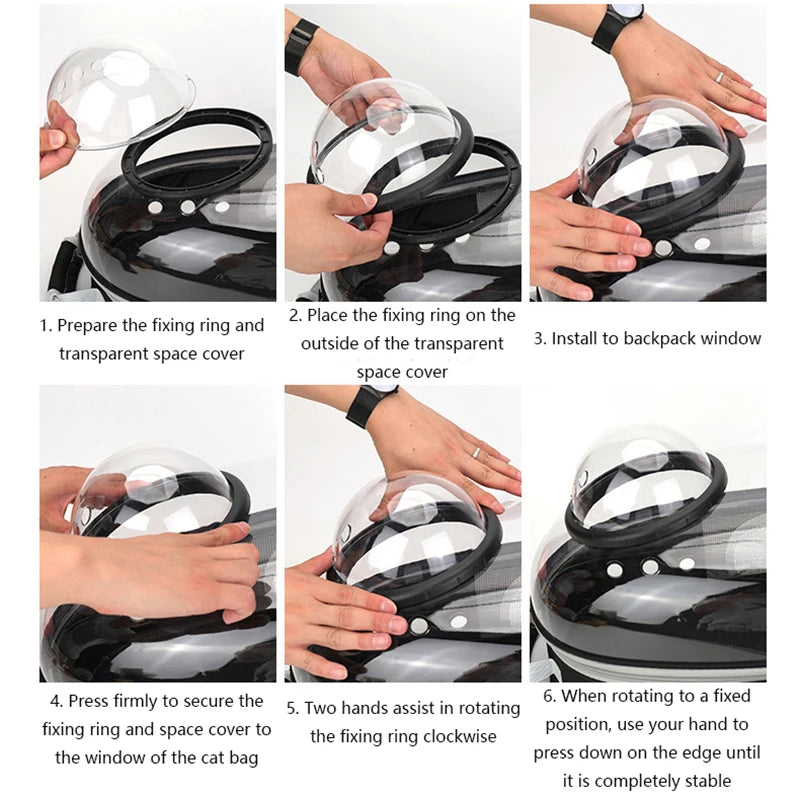 Transparent Cat Carrier Backpack - Breathable Space Capsule for Pets, Perfect for Travel and Outdoor Adventures