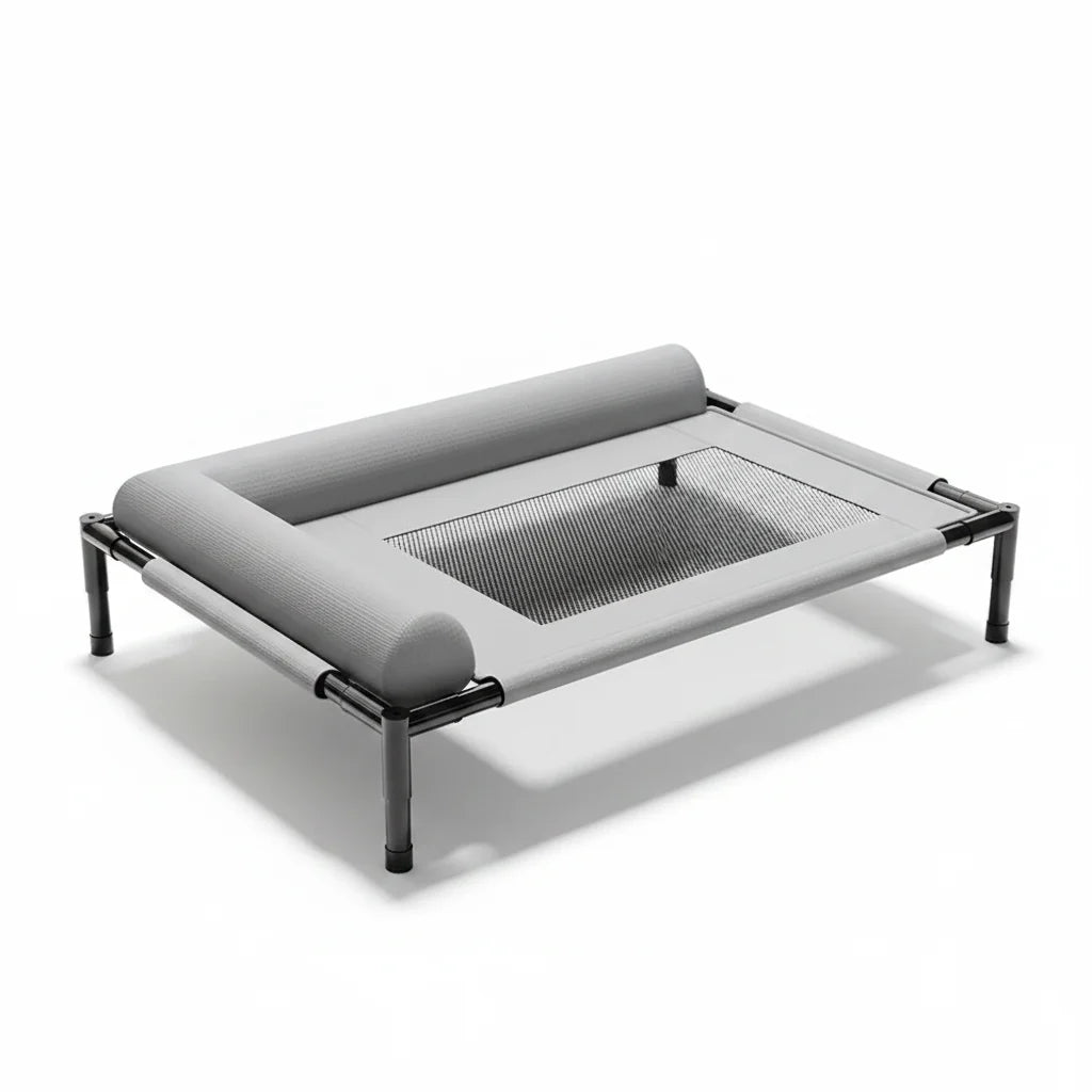 Cama Elevada con Malla Transpirable y Almohada