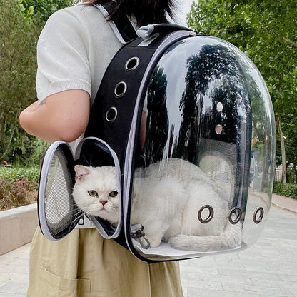 Transparent Cat Carrier Backpack - Breathable Space Capsule for Pets, Perfect for Travel and Outdoor Adventures
