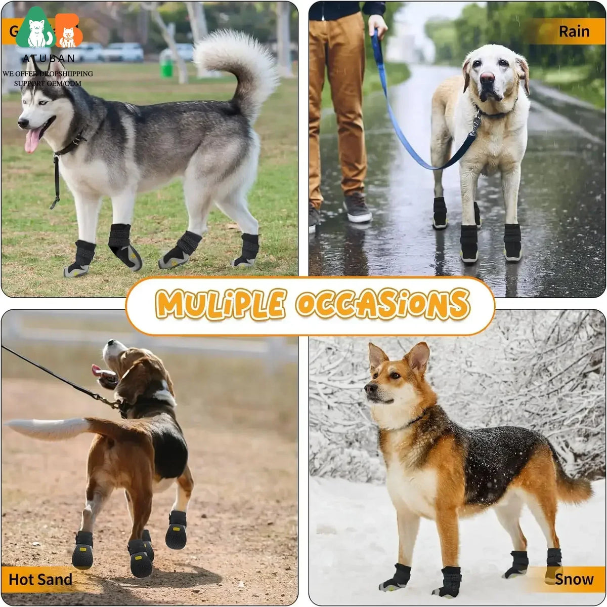 Botas Impermeables y Transpirables ATUBAN para Perros Medianos y Grandes