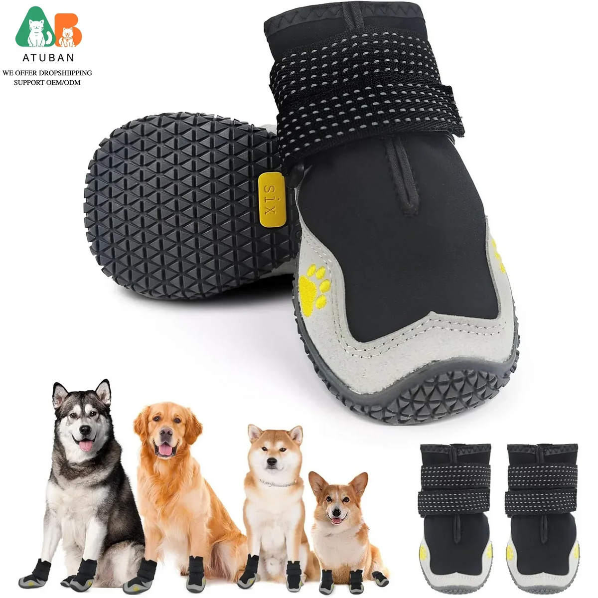 Botas Impermeables y Transpirables ATUBAN para Perros Medianos y Grandes